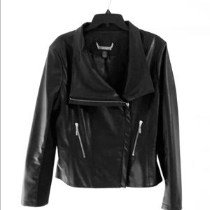 Black Pleather Zipper Jacket